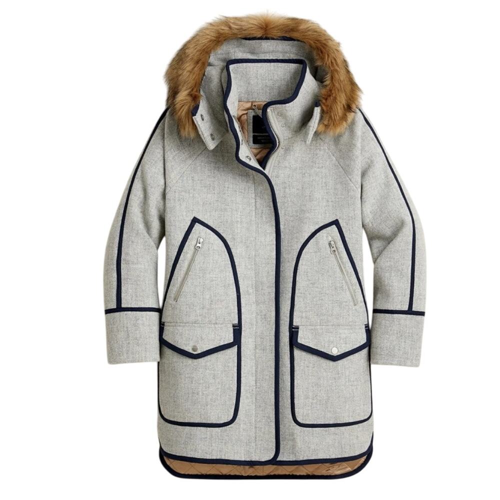 J. Crew Petite Summit Parka in Italian Stadium-Cloth Wool HTHR DUSK